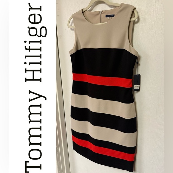 Tommy Hilfiger Women's Colorblock Dress - Black, Red, and Tan - Picture 1 of 7